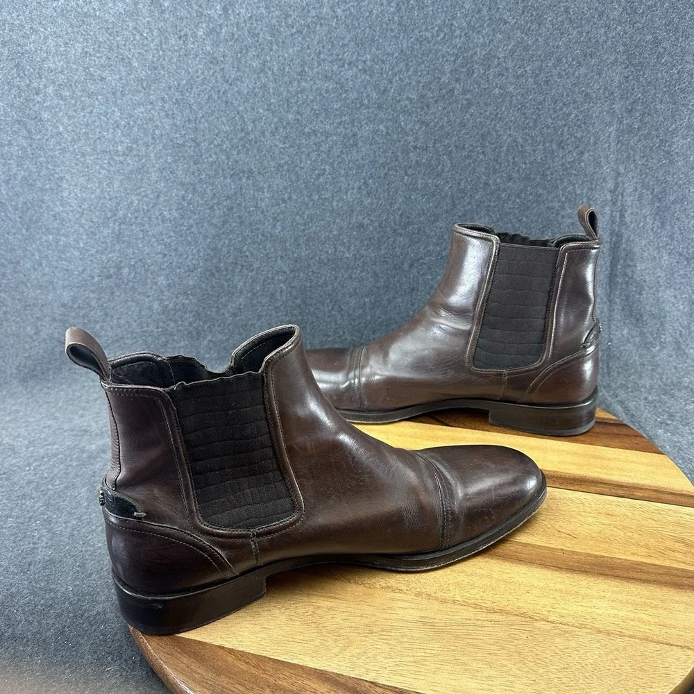 Roberto Cavalli Chelsea Boots Leather 6237 Brown Men's Size 44 MSRP $249